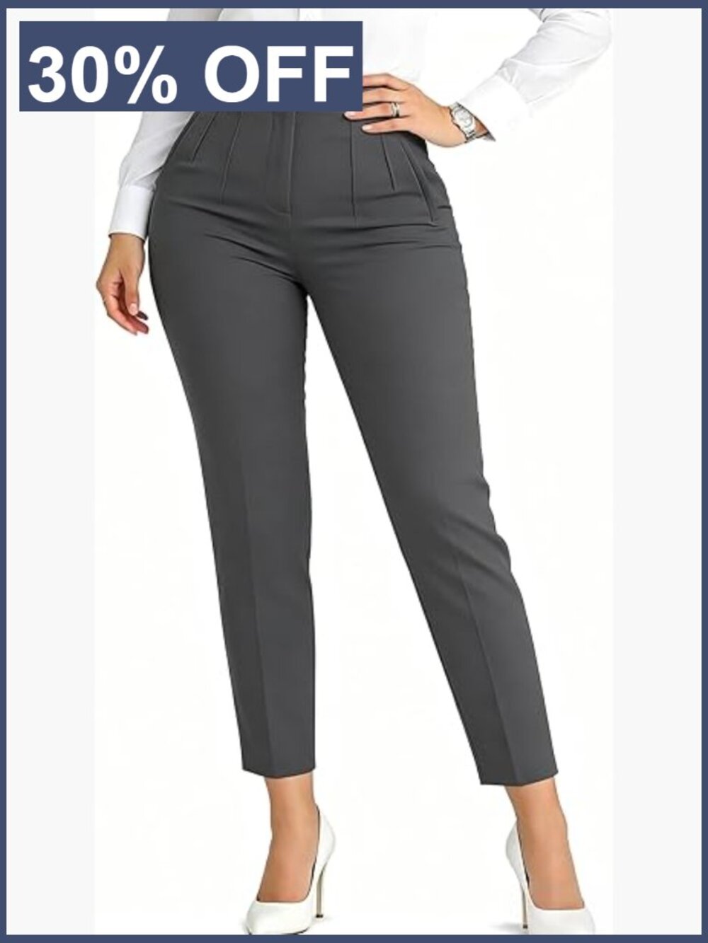 High Waisted Pleated Straight Leg Trousers Business Casual Dress Pants